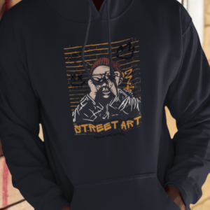 Street art hoodie featuring graffiti-style artwork and urban vibe