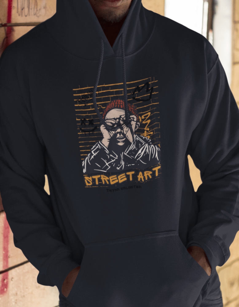 Street art hoodie featuring graffiti-style artwork and urban vibe